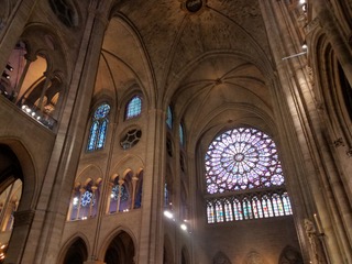 ceiling of Notre Dame; and a gigantic rose window